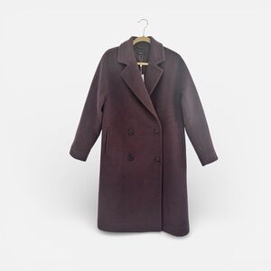 Wool Cashmere Double-Breasted Slouch Coat - Dark Chocolate NWT size XS